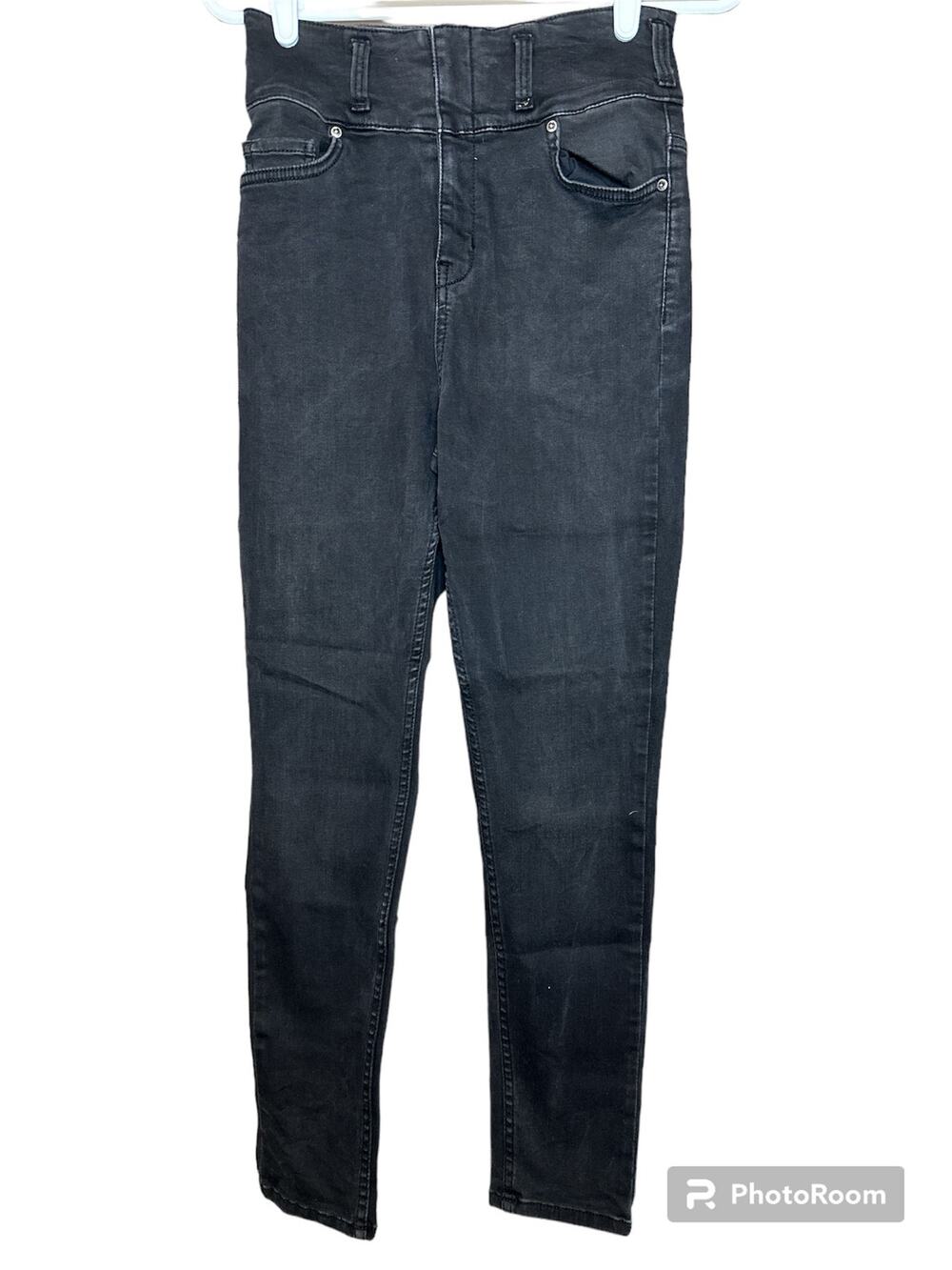 We The Free Black Dark Wash Zip Up High Waisted Hi Rise Skinny Jeans Size 28